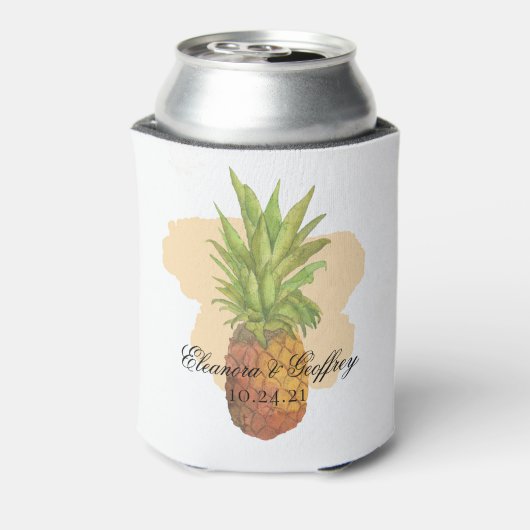 Summer Tropical Pineapple Coastal Wedding Blikjeskoeler (Blikje Achterkant)