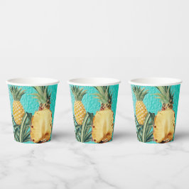 Summer Tropical Pineapple Fruit Birthday Party Papieren Bekers