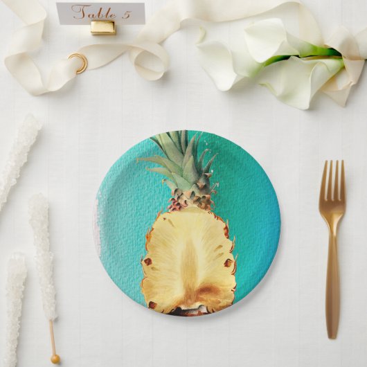 Summer Tropical Pineapple Fruit Birthday Party Papieren Bordje (Huwelijk)
