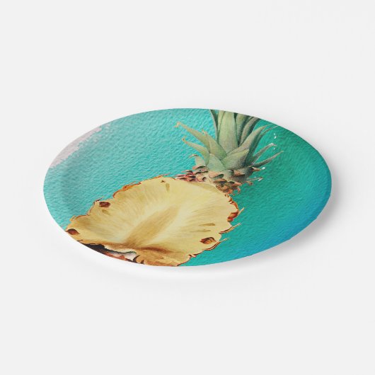 Summer Tropical Pineapple Fruit Birthday Party Papieren Bordje (Gekanteld)