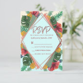 Summer Tropical Pineapple Leaves Floral RSVP Kaart (Staand voorkant)