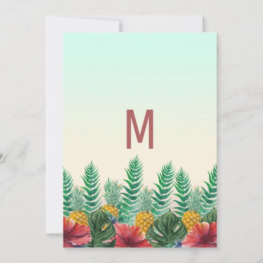 Summer Tropical Pineapple Leaves Floral Sweet 16 Kaart (Achterkant)