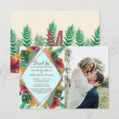 Summer Tropical Pineapple Leaves Floral Wedding Aankondiging (Voorkant / Achterkant)