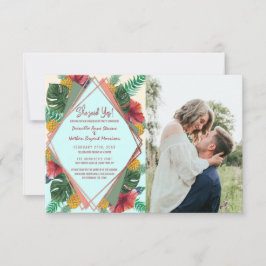 Summer Tropical Pineapple Leaves Floral Wedding Aankondiging