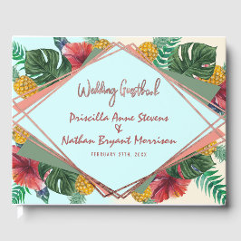 Summer Tropical Pineapple Leaves Floral Wedding Gastenboek
