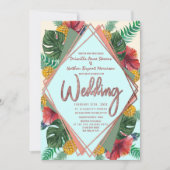 Summer Tropical Pineapple Leaves Floral Wedding Kaart (Voorkant)