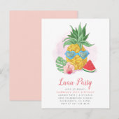 Summer Tropical Pineapple Luau Party Birthday Uitnodiging Briefkaart (Voorkant / Achterkant)