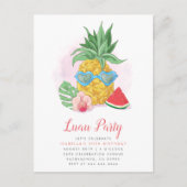 Summer Tropical Pineapple Luau Party Birthday Uitnodiging Briefkaart (Voorkant)