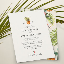 Summer Tropical Pineapple Pattern Wedding Kaart