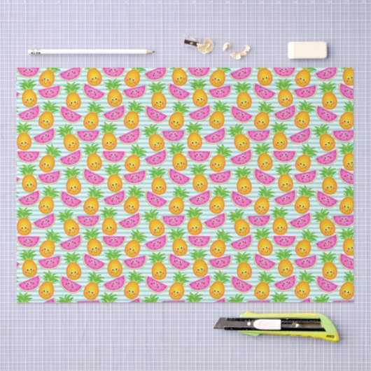 Summer Tropical Pineapple & Watermelon Pattern Tissuepapier (Craft)