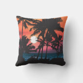 Summer Tropical Pink Oranje Palm Trees Sunset Buitenkussen (Achterkant)