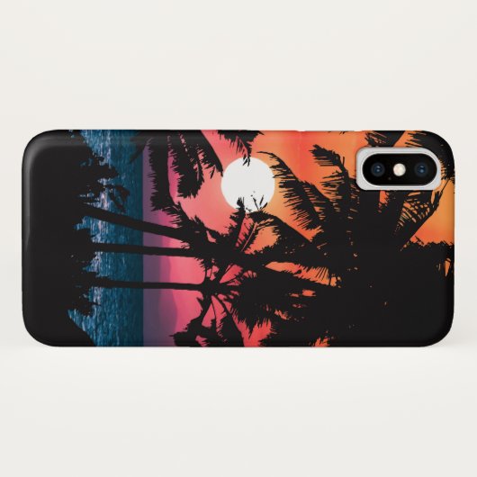 Summer Tropical Pink Oranje Palm Trees Sunset Case-Mate iPhone Case (Achterkant (horizontaal))