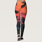 Summer Tropical Pink Oranje Palm Trees Sunset Leggings (Achterkant)