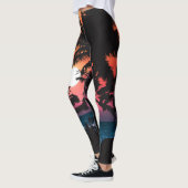 Summer Tropical Pink Oranje Palm Trees Sunset Leggings (Links)