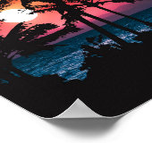 Summer Tropical Pink Oranje Palm Trees Sunset Poster (Hoek)
