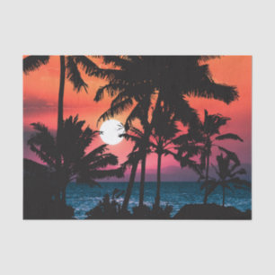 Summer Tropical Pink Oranje Palm Trees Sunset Tissuepapier