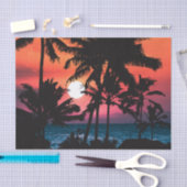 Summer Tropical Pink Oranje Palm Trees Sunset Tissuepapier (Craft)