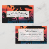 Summer Tropical Pink Oranje Palm Trees Sunset Visitekaartje (Voorkant / Achterkant)