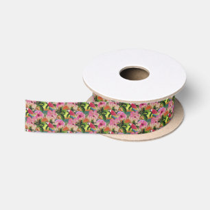 Summer Tropical Sunset Beach Parrot Satijnen Lint