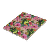Summer Tropical Sunset Beach Parrot Tegeltje (Zijkant)