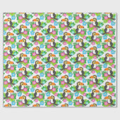Summer Tropical Toucan en Floral Pattern Cadeaupapier (Vlak)