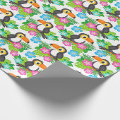 Summer Tropical Toucan en Floral Pattern Cadeaupapier (Hoek)