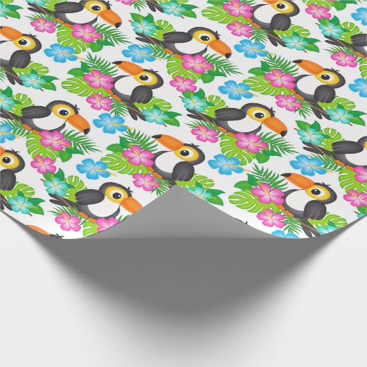 Summer Tropical Toucan en Floral Pattern Cadeaupapier (Hoek)