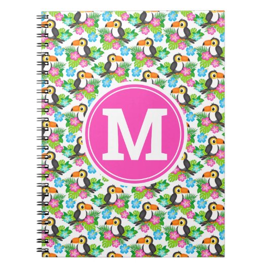 Summer Tropical Toucan en Floral Pattern Notitieboek (Voorkant)