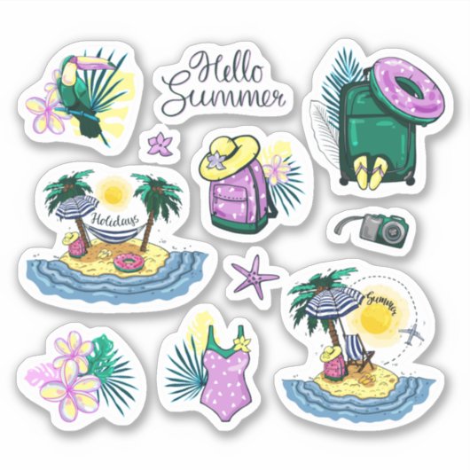 Summer Tropical Travel Vinyl Stickers (Voorkant)