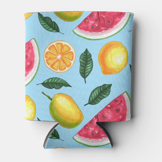 Summer Tropical Waterverf Fruit Watermelon Blikjeskoeler (Voorkant)