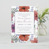 Summer tropische hibiscus bruiloft-uitnodiging kaart (Staand voorkant)