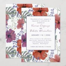 Summer tropische hibiscus bruiloft-uitnodiging