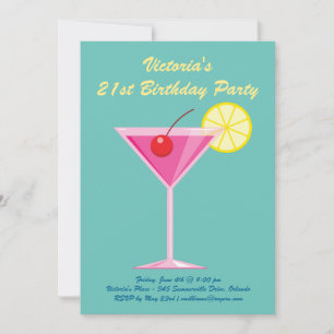 Summer Turquoise 21st Birthday Party Invitation Kaart