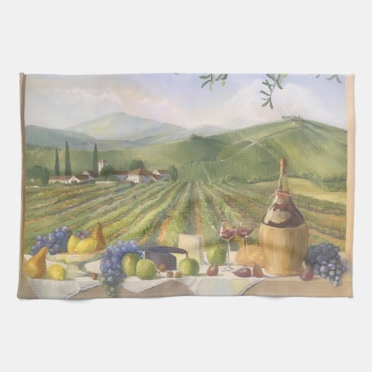 Summer Tuscan Vineyard Wine Landscape Italy Counte Theedoek (Horizontaal)