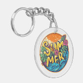 Summer Typographic Tropical Waves Sleutelhanger (Voorkant Links)