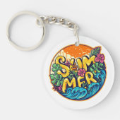 Summer Typographic Tropical Waves Sleutelhanger (Voorkant)
