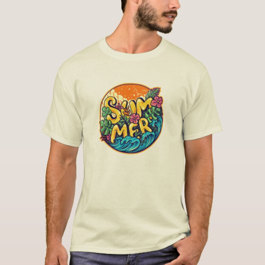 Summer Typographic Tropical Waves T-shirt (Voorkant)