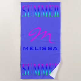 Summer Typography Pink Blue Turquoise Custom Name Strandlaken