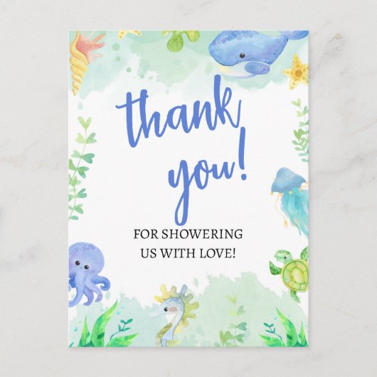 Summer Under the Zee Baby shower Bedankt Briefkaart (Voorkant)