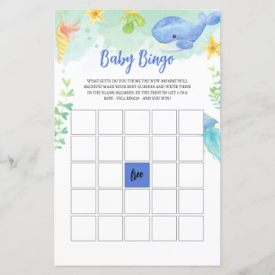 Summer Under the Zee Baby shower Game BINGO