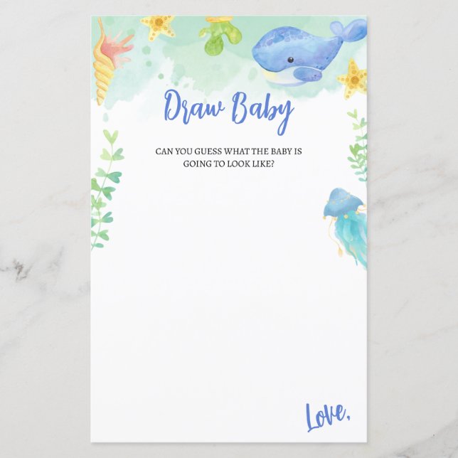 Summer Under the Zee Baby shower Game Draw Baby (Voorkant)