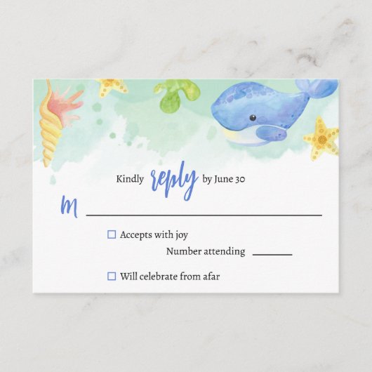 Summer Under the Zee Baby shower RSVP Reageer Informatiekaartje (Voorkant)