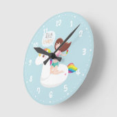 Summer Unicorn Pool Float Wall Room Decor Clock Ronde Klok (Hoek)