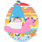Summer Vacation Beach Gnome Sticker (Voorkant)