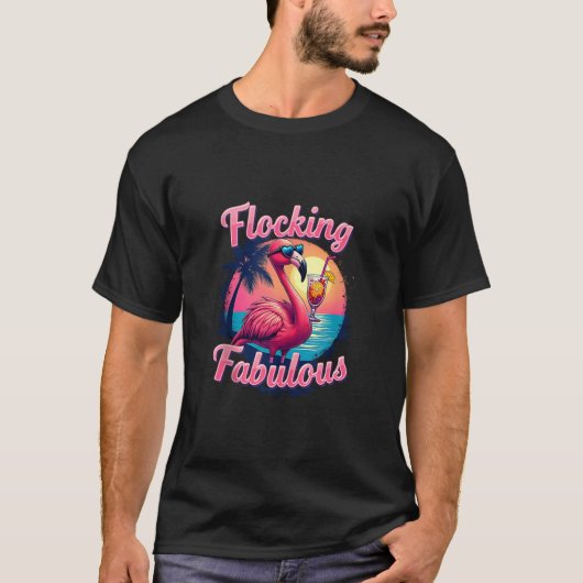 Summer Vacation Flocking Fabulous Flamingo Family  T-shirt (Voorkant)