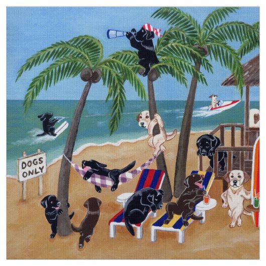 Summer Vacation Labradors Painting Stof (Swatch)