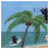 Summer Vacation Labradors Painting Stof (Close Up)