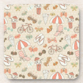 Summer Vacation Pattern Bier Onderzetter (Voorkant)