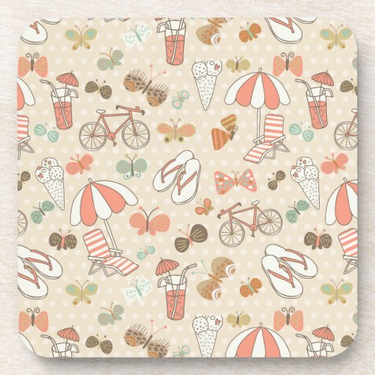 Summer Vacation Pattern Bier Onderzetter (Voorkant)