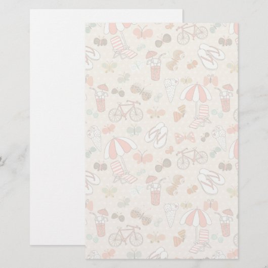Summer Vacation Pattern Briefpapier (Voorkant / Achterkant)